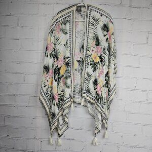 Vince Camuto Floral Rayon Tassel Kimono Cardigan Womens One Size Cover-Up